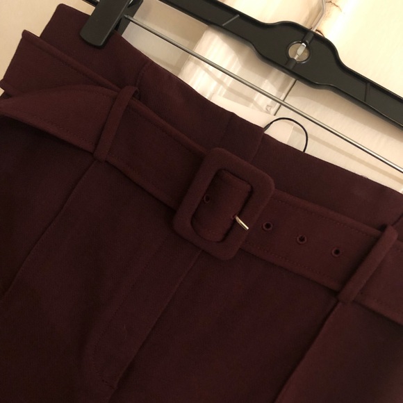 Theory NWT BURGUNDY high waist BELTED PANTS - Picture 4 of 6
